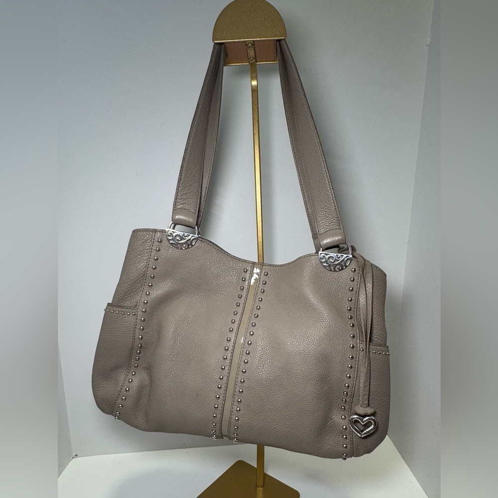 Brighton Beige Handbag Studded Leather Magnetic Closure Purse